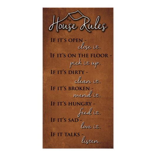 Retro House Rules of Kindness on Rusty Metal Perfect Poster (Voorkant)