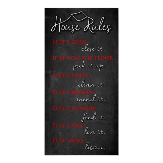 Retro House Rules of Kindness op Chalkboard Perfect Poster (Voorkant)