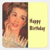 Retro Houseechtgenote Birthday Vierkante Sticker (Voorkant)