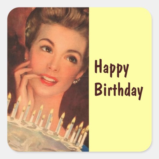 Retro Houseechtgenote Birthday Vierkante Sticker (Voorkant)