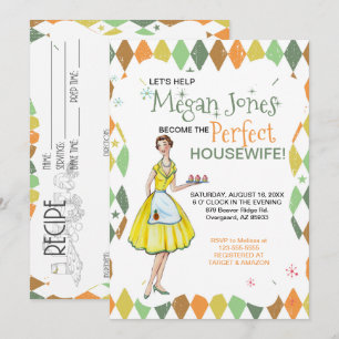 Retro Houseechtgenote Bridal Shower Kaart