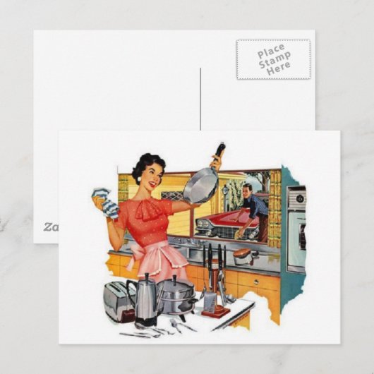 Retro Houseechtgenote Briefkaart (Voorkant / Achterkant)