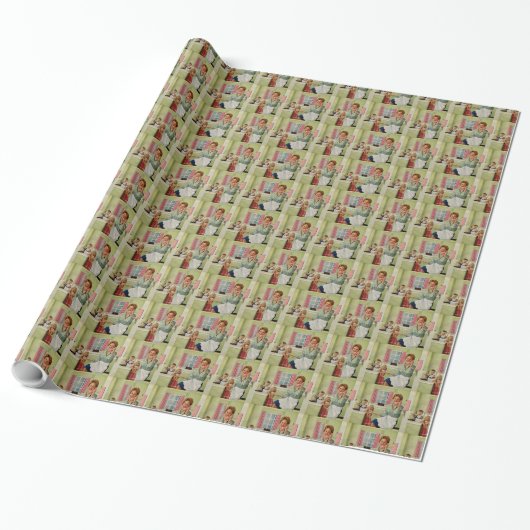 Retro Houseechtgenote Cadeaupapier (Uitgerold)