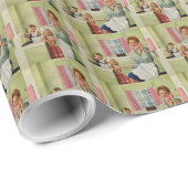 Retro Houseechtgenote Cadeaupapier (Rol Hoek)