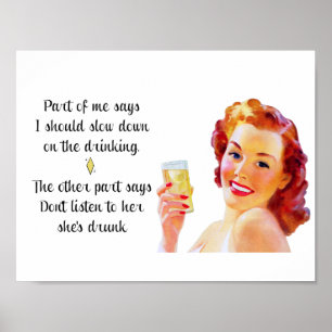 Retro Houseechtgenote Funny Quote Drink Poster