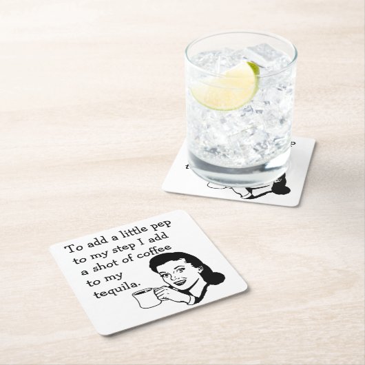 Retro Houseechtgenote Funny Tequila Coffee Pep Quo Kartonnen Onderzetters (Insitu)
