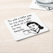 Retro Houseechtgenote Funny Tequila Coffee Pep Quo Kartonnen Onderzetters (Schuin)