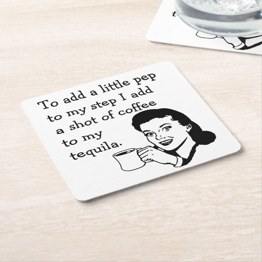 Retro Houseechtgenote Funny Tequila Coffee Pep Quo Kartonnen Onderzetters (Schuin)