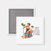 Retro Houseechtgenote Humor Pin-up girl Magneet (Voorkant / Achterkant)