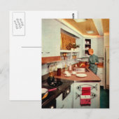 Retro Houseechtgenote in Kitchen Briefkaart (Voorkant / Achterkant)