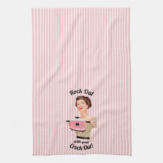 Retro Houseechtgenote is klaar met je Crock Out Theedoek (Verticaal)