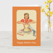 Retro Houseechtgenote Moederdag Kaart (Gele Bloem)