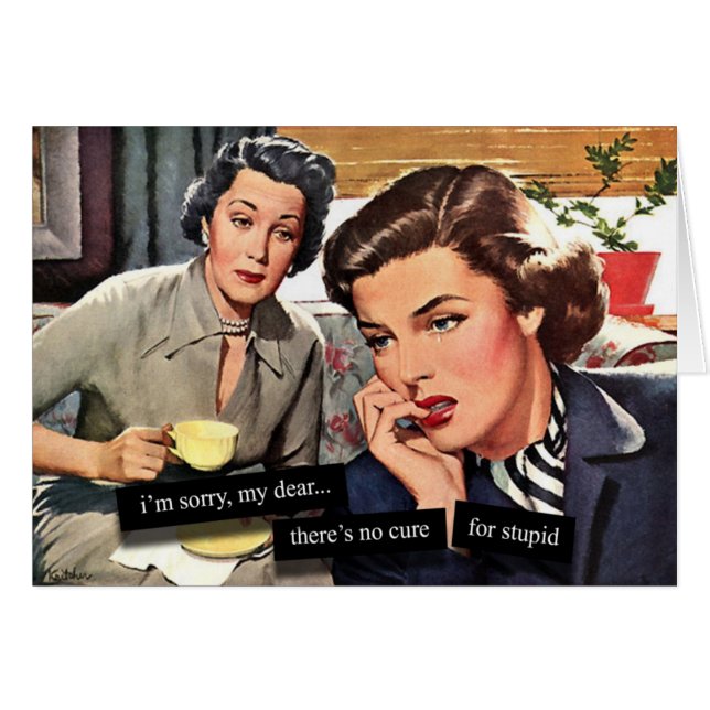 Retro Houseechtgenote No Cure for Stupid (Voorkant Horizontaal)