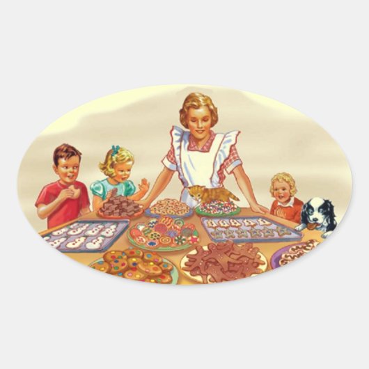 Retro Houseechtgenote Ovale Sticker (Voorkant)