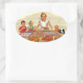 Retro Houseechtgenote Ovale Sticker (Tas)