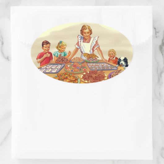 Retro Houseechtgenote Ovale Sticker (Tas)