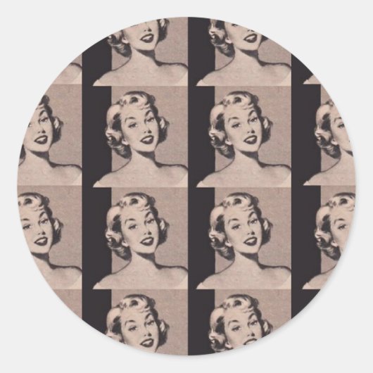 Retro Houseechtgenote Ronde Sticker (Voorkant)