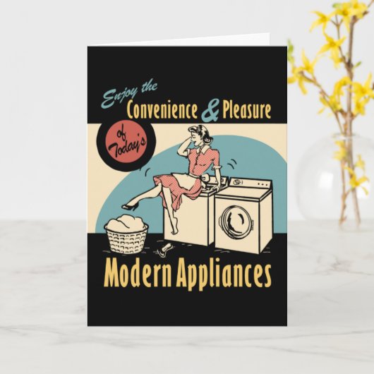 Retro Houseechtwasdroger Kaart (Gele Bloem)