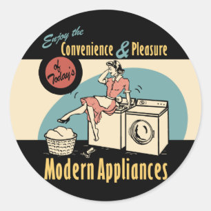 Retro Houseechtwasdroger Ronde Sticker