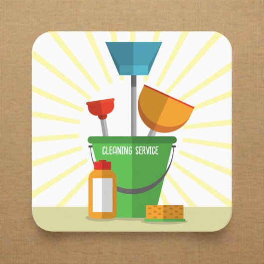 Retro Housekeeper Service Schoonmaak Commercieel Vierkante Visitekaartje