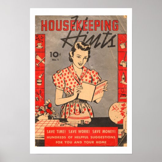 Retro  housekeeping Hints Art Print Poster (Voorkant)