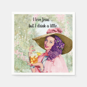 Retro Housevrouw Sun Pet Cocktail Flowers Servet