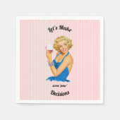 Retro Housevrouw Wine Pink Stripe Servet (Voorkant)