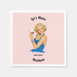 Retro Housevrouw Wine Pink Stripe Servet