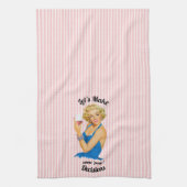 Retro Housevrouw Wine Pink Stripe Theedoek (Verticaal)