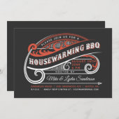 Retro Housewarming BBQ-uitnodigingen Kaart (Voorkant / Achterkant)