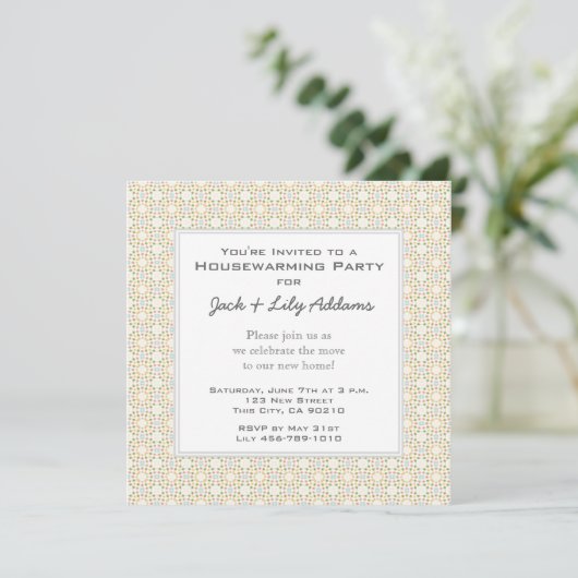 Retro Housewarming Invitation - Gold Kaart (Staand voorkant)