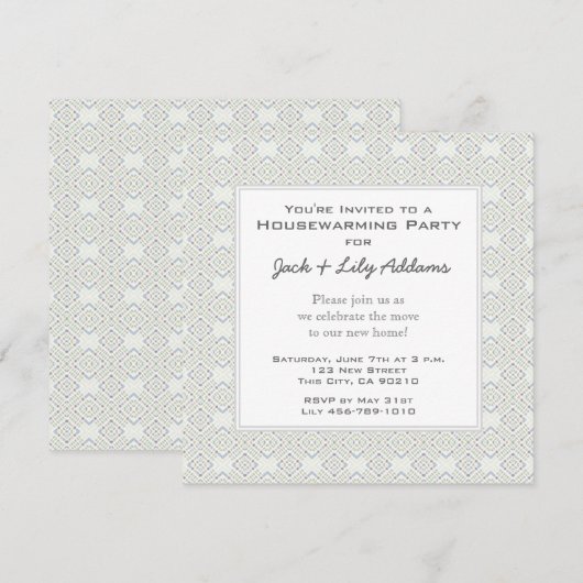 Retro Housewarming Invitation - Silver Kaart (Voorkant / Achterkant)