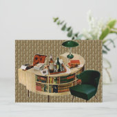 Retro Housewarming Party Kaart (Staand voorkant)