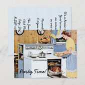 Retro Housewarming Party Kaart (Voorkant / Achterkant)