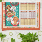 Retro Housewife Calendar Towel 2026 Theedoek (Gevouwen)