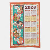 Retro Housewife Calendar Towel 2026 Theedoek (Verticaal)