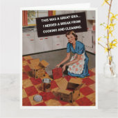 Retro Housewife Needs A Break Kaart (Gele Bloem)