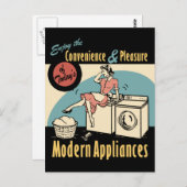 Retro Housewife Washer Dryer Briefkaart (Voorkant / Achterkant)