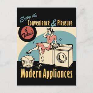 Retro Housewife Washer Dryer Briefkaart