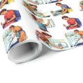 Retro Housewives Chores Cadeaupapier (Rol Hoek)