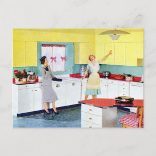 Retro Housewives in Kitchen Briefkaart