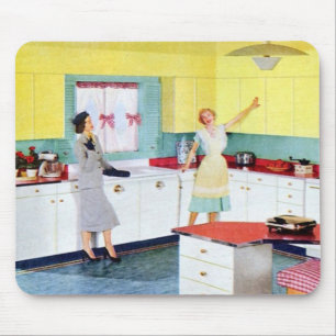 Retro Housewives in Kitchen Muismat