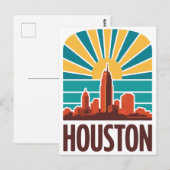Retro Houston Skyline Sunset Graphic Briefkaart (Voorkant / Achterkant)