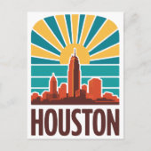 Retro Houston Skyline Sunset Graphic Briefkaart (Voorkant)