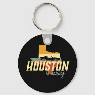  Retro Houston Texas City Map Sleutelhanger