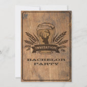 Retro Hout Bier & Stag Verlovingsfeest Kaart (Achterkant)