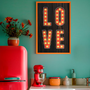Retro Hout Romantische Liefdescitaat Kunst Decor Poster