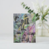 Retro Houtbewerking Abstracte mixed media collage Briefkaart (Staand voorkant)