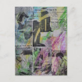 Retro Houtbewerking Abstracte mixed media collage Briefkaart (Voorkant)