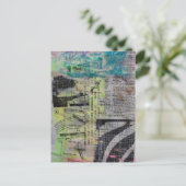Retro Houtbewerking Abstracte mixed media collage Briefkaart (Staand voorkant)
